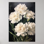Witte anjers Bloemen Art Print Poster (Voorkant)
