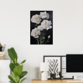 Witte anjers Bloemen Art Print Poster (Thuiskantoor)