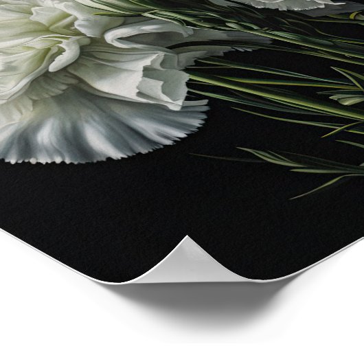 Witte anjers Bloemen Art Print Poster (Hoek)