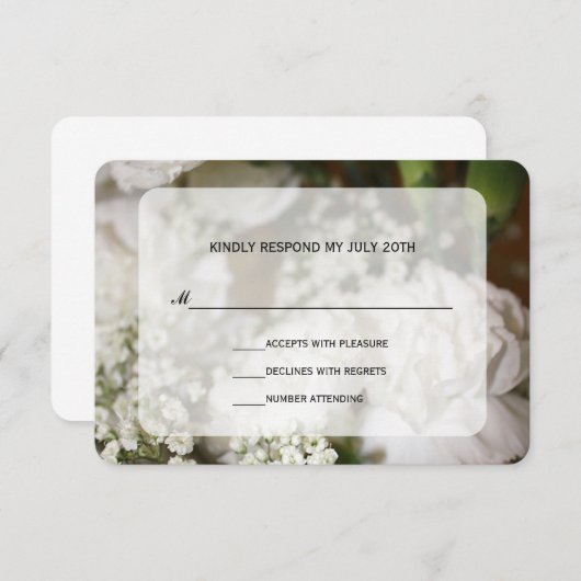 Witte anjers en baby's RSVP (Voorkant / Achterkant)