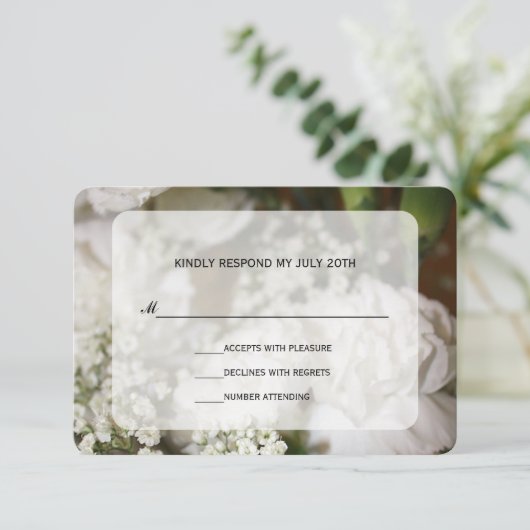 Witte anjers en baby's RSVP (Staand voorkant)