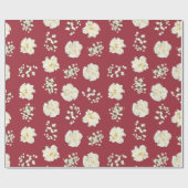 Witte anjers op rode blokfoto's gepatterd cadeaupapier (Vlak)