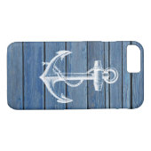 Witte anker en blauw hout Case-Mate iPhone case (Achterkant (Horizontaal))
