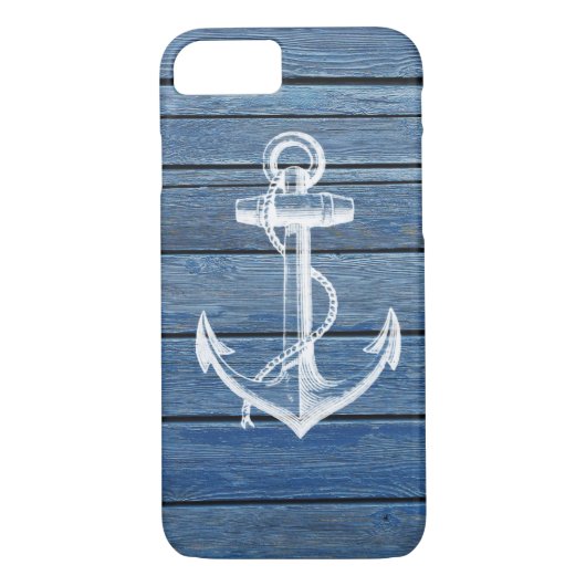 Witte anker en blauw hout Case-Mate iPhone case (Achterkant)