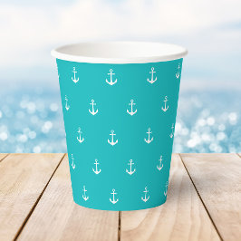 Witte anker met bewerkbare achtergrondkleur papieren bekers