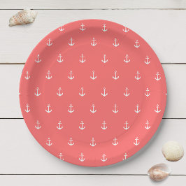 Witte anker met bewerkbare achtergrondkleur papieren bordje