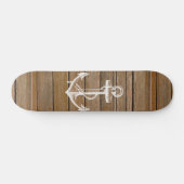 Witte anker  roestbruin hout persoonlijk skateboard (Horizontaal)