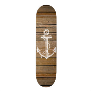 Witte anker  roestbruin hout persoonlijk skateboard