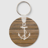 Witte anker roestbruin hout sleutelhanger (Voorkant)