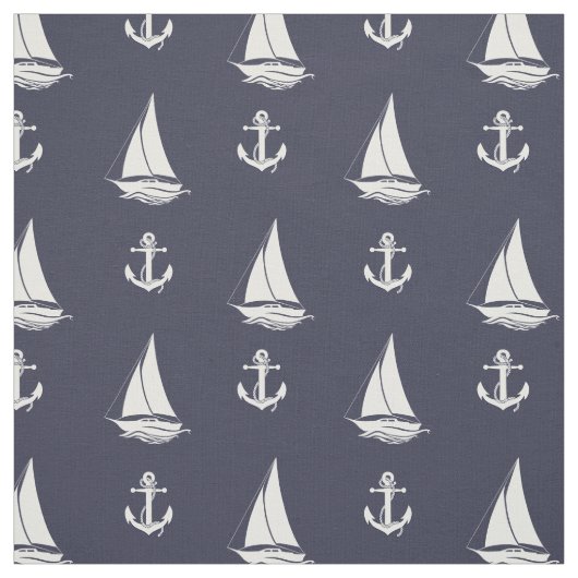 Witte anker/witte zweefboot silhouet stof (Swatch)