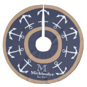 Witte ankers en bruine touwen Nautische familienaa Kerstboom Rok (Voorkant)