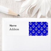 Witte ankers op blauwe achtergrond etiket (Insitu)