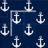 Witte ankers op Navy Blue Stof (Delen)
