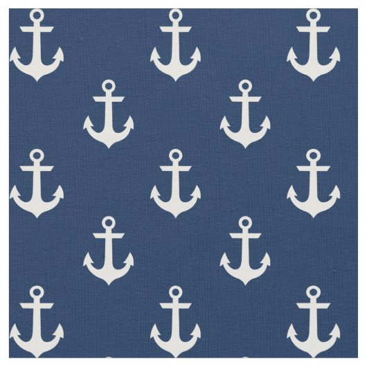 Witte ankers op Navy Blue Stof (Close Up)