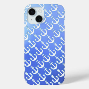 Witte Ankers op zacht blauw iPhone 15 Case