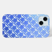 Witte Ankers op zacht blauw Case-Mate iPhone Case (Achterkant (horizontaal))