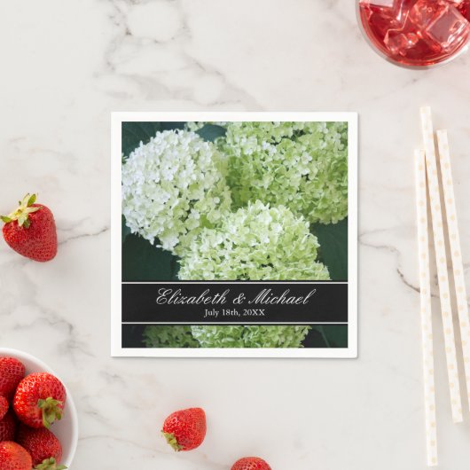 Witte Annabelle Hortensia's bruiloft gepersonalise Servet (Insitu)
