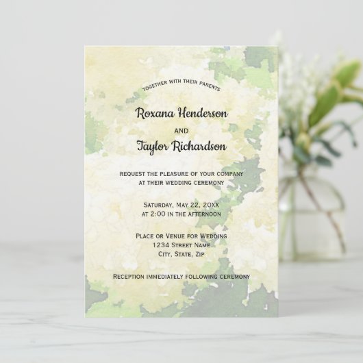 Witte Annabelle Hydrangeas bruiloft uitnodiging (Staand voorkant)