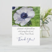 Witte annemonventilator bedankkaart (Staand voorkant)