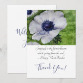 Witte annemonventilator bedankkaart (Voorkant / Achterkant)