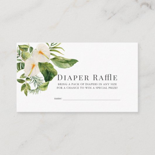 Witte Anthurium Bloemenluier Raffle Ticket Informatiekaartje (Voorkant)