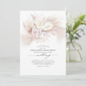 Witte Anthurium en Pampas Gras Elegante bruiloft Kaart (Staand voorkant)