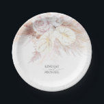 Witte Anthurium en Pampas Gras Elegante bruiloft Papieren Bordje<br><div class="desc">Exotische bruiloft papier borden</div>