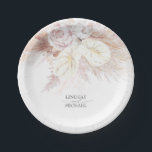 Witte Anthurium en Pampas Gras Elegante bruiloft Papieren Bordje<br><div class="desc">Exotische bruiloft papier borden</div>