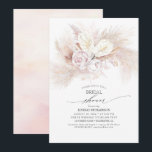 Witte Anthurium en Pampas Grass Vrijgezellenfeest Kaart<br><div class="desc">Witte anthurium,  stoffige roze rozen en pampa's gras elegante exotische bruids douche uitnodigingen.</div>