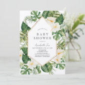 Witte Anthurium & Hibiscus Bloemen Baby shower Kaart (Staand voorkant)
