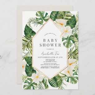 Witte Anthurium & Hibiscus Bloemen Baby shower Kaart