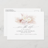 Witte Anthuriums en Pampas Grass Save the Date Briefkaart (Voorkant / Achterkant)