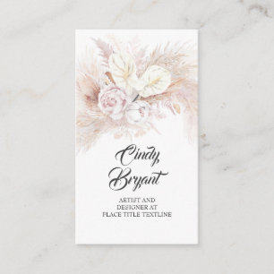 Witte Anthuriums Pampas Grass en Dusty Roses Visitekaartje