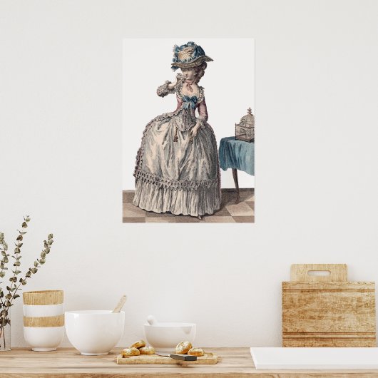 -witte Antiek Mode van het Franse Regenregime Poster (Keuken)