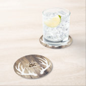 Witte Antlers Bride en Bruom Weduwsdatum Ronde Kartonnen Onderzetter (Insitu)