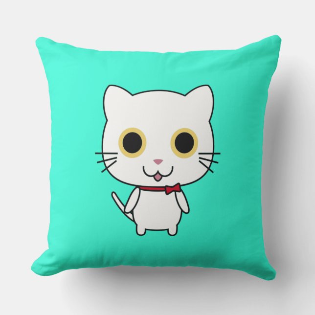 Witte antropomorfe kat-clipart kussen (Voorkant)