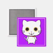 Witte antropomorfe kat-clipart magneet (Voorkant / Achterkant)