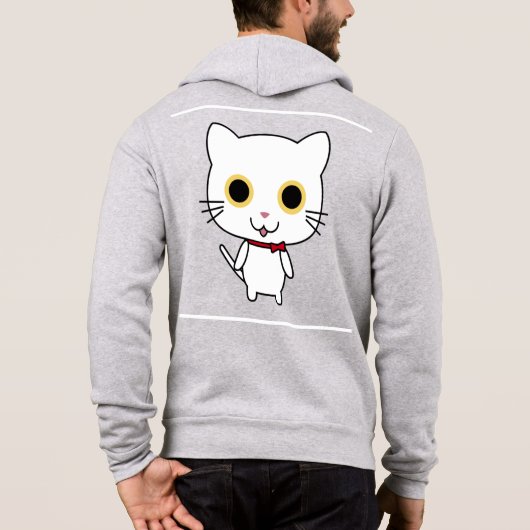 Witte Antropomorfe Kat Hoodie (Achterkant)