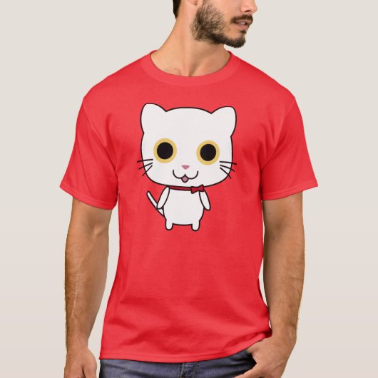 Witte Antropomorfe kat T-shirt (Voorkant)