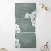 Witte appelbloesem alles in één bruiloft uitnodigi drieluik wenskaart (Binnen)