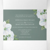 Witte appelbloesem alles in één bruiloft uitnodigi drieluik wenskaart (Binnenkant midden)