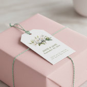 Witte appelbloesem bloem gunst cadeaulabel