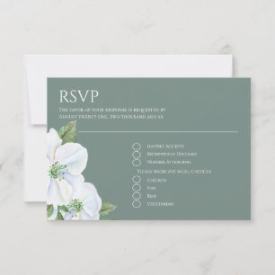 Witte appelbloesem bloem RSVP bruiloft Kaartje