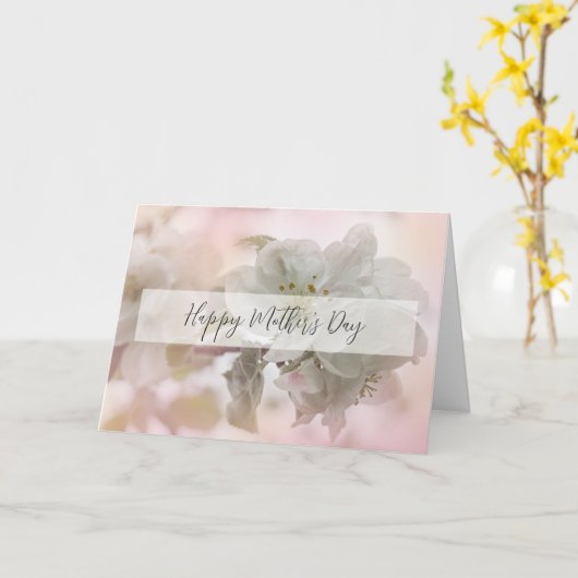 Witte Appelbloesem Foto Moederdag Kaart (Gele Bloem)