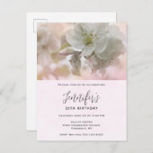 Witte Appelbloesem Foto Verjaardag Uitnodiging Briefkaart (Voorkant / Achterkant)