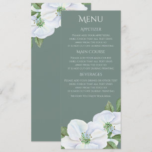 Witte Appelbloesem Menu Bruiloft Kaart