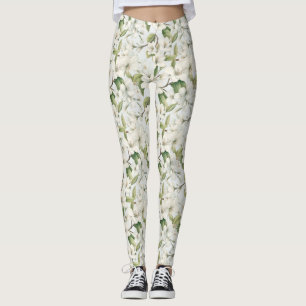 Witte Apple Blossom Bloemen All-Over-Print Legging