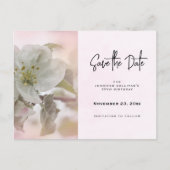Witte Apple Blossom Foto sparen de Datum Uitnodiging Briefkaart (Voorkant)