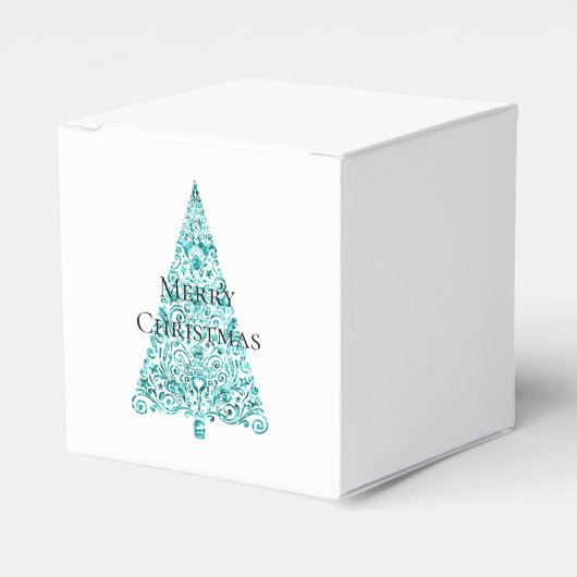 Witte Aqua Blue kerstboom Bedankdoosjes (Voorkant Zijde)