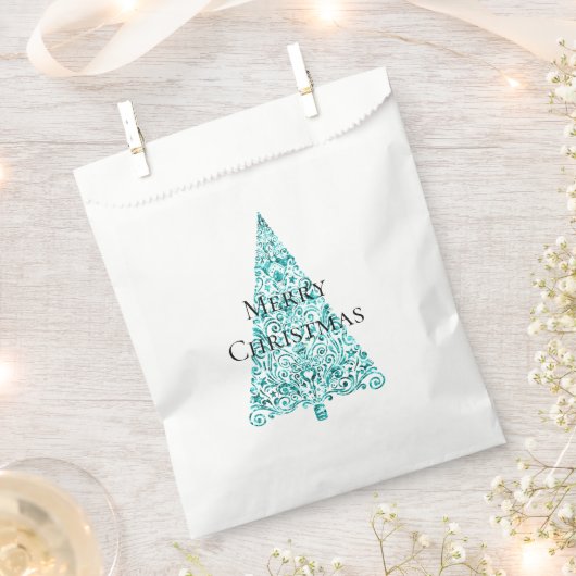 Witte Aqua Blue kerstboom Bedankzakje (Geknipt)